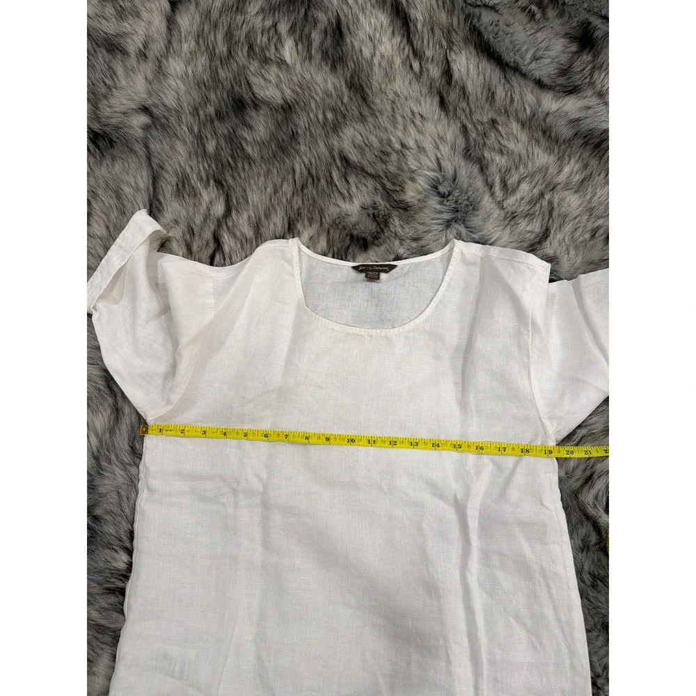 Tommy Bahama Womens White 100% Linen Scoop Neck Elbow Sleeve Tunic Top XS